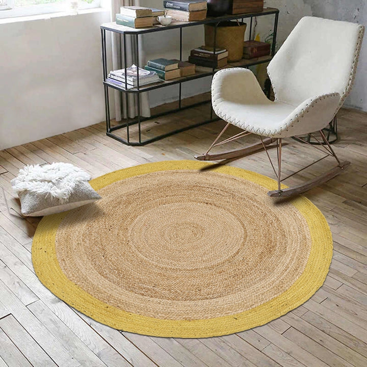 Dolce Vita Agra Yellow Circle Hand-Made Jute Rug
