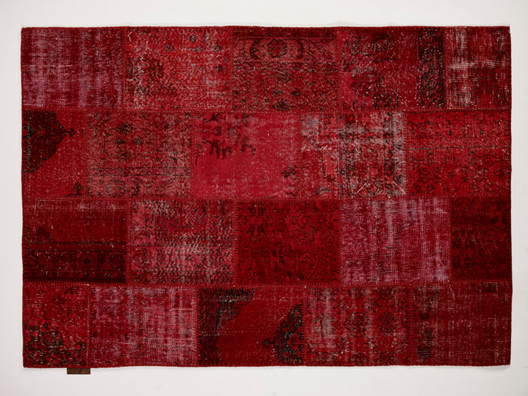 Dolce Vita Patchwork Red Rugs Natural and Hand Knotted