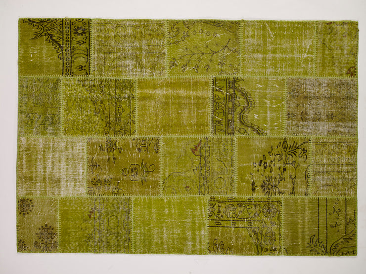 Dolce Vita Patchwork Green Rugs Natural and Hand Knotted