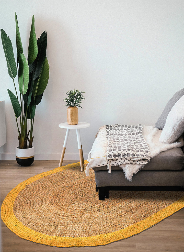 Dolce Vita Agra Yellow Oval Hand-Made Jute Rug