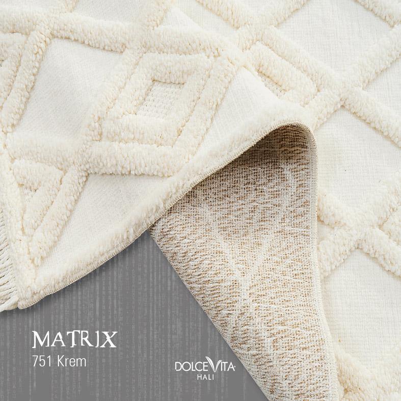 Dolce Vita Halı Matrix 751 Cream - Krem Toz Çıkarmaz Halı - Dolce Vita Halı