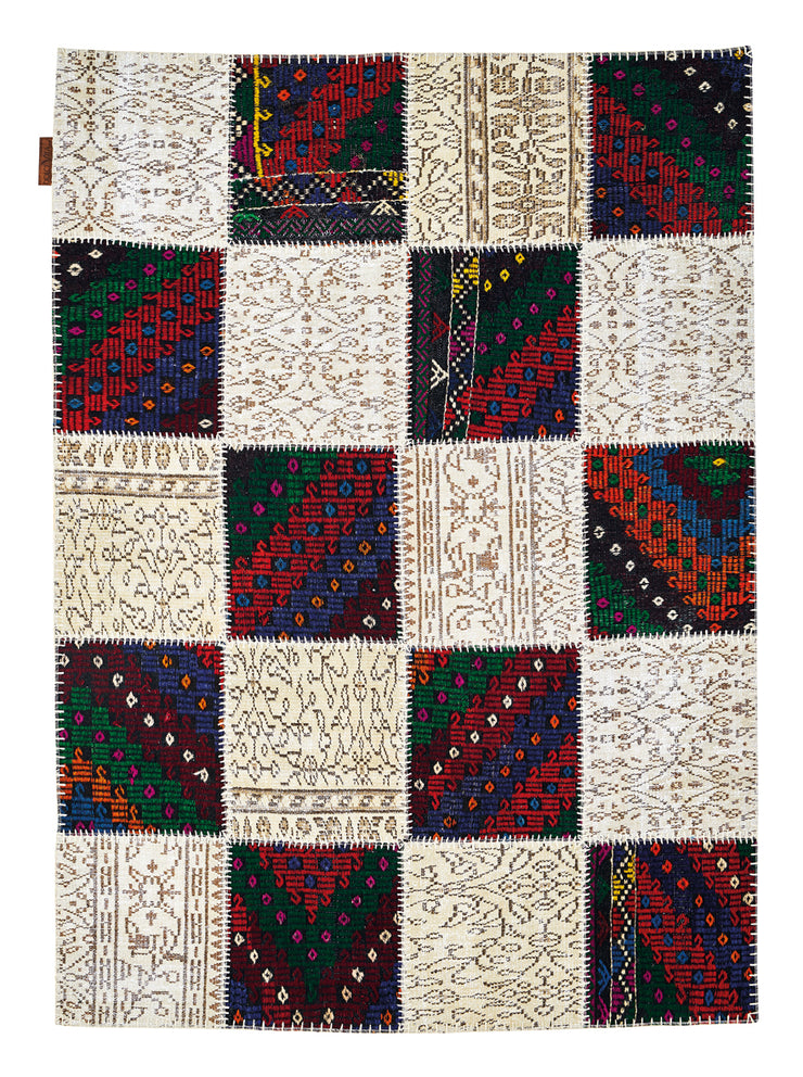 Dolce Vita Patchwork Rug Beige Rugs Natural and Hand Knotted