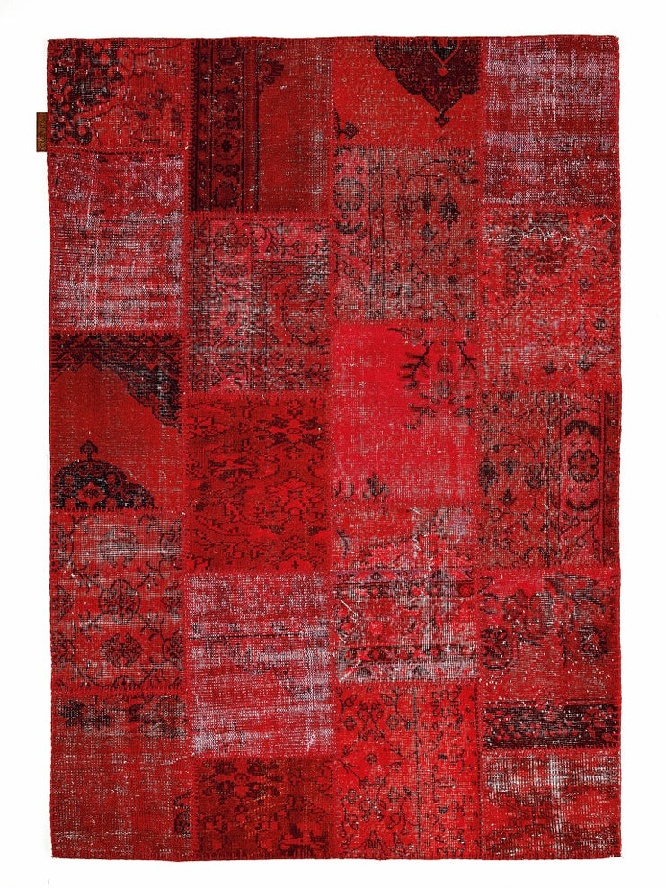 Dolce Vita Patchwork Red Rugs Natural and Hand Knotted