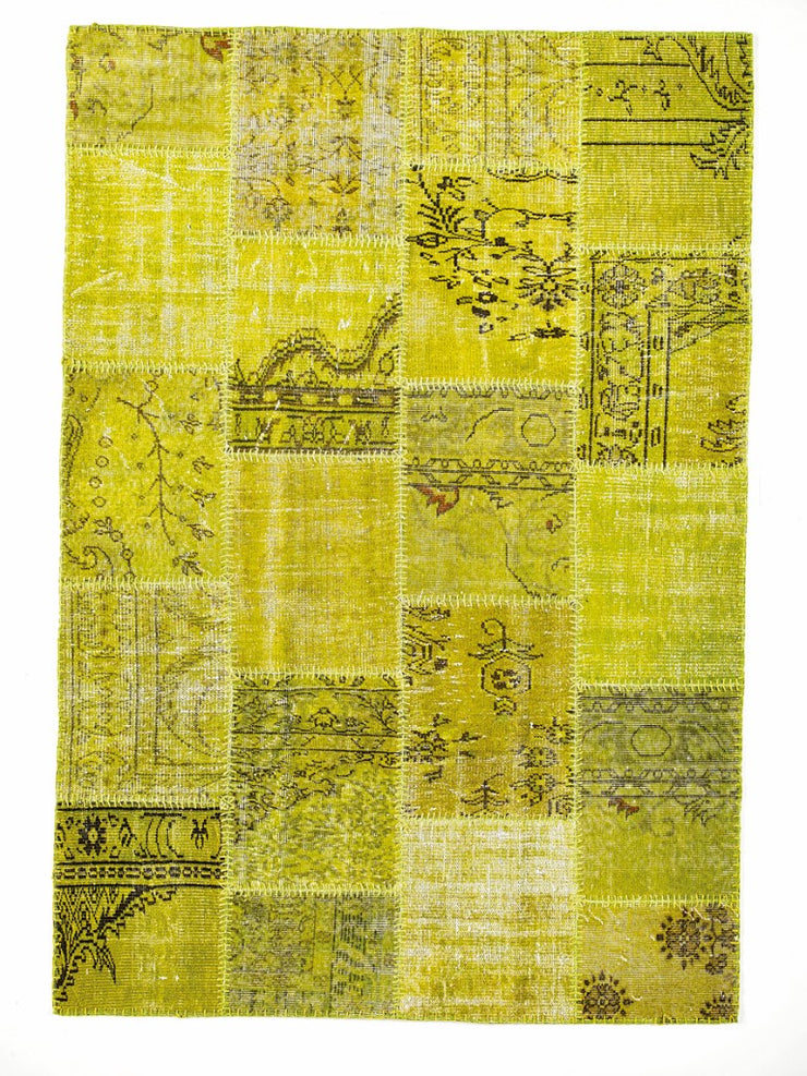 Dolce Vita Patchwork Green Rugs Natural and Hand Knotted