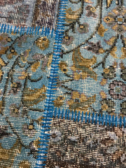 Free Shipping Patchwork  Navy Blue Rugs Natural and Hand Knotted (7.5x7.5 feet) kb