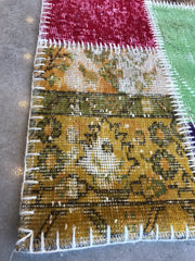Free Shipping Patchwork Multi Rugs Natural and Hand Knotted (2.6x9.8 feet) kb
