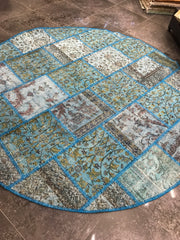 Free Shipping Patchwork  Navy Blue Rugs Natural and Hand Knotted (7.5x7.5 feet) kb